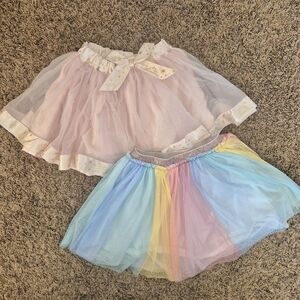 Lot of 2 Disney and 365 Kids Pink and Pastel Tulle Skirts Tutus for Kids Sz 7/8